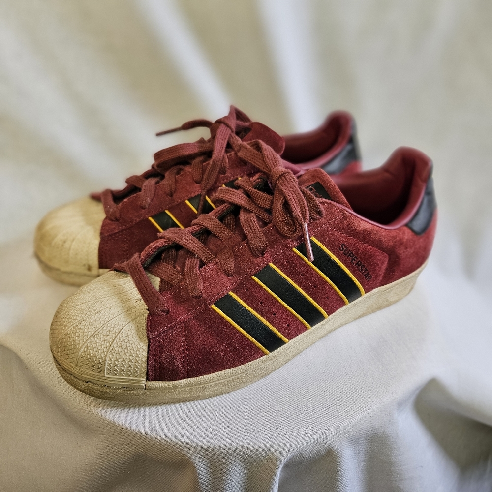 Adidas Superstar suede sneakers maroon black gold CM8079 size Men's 7 US